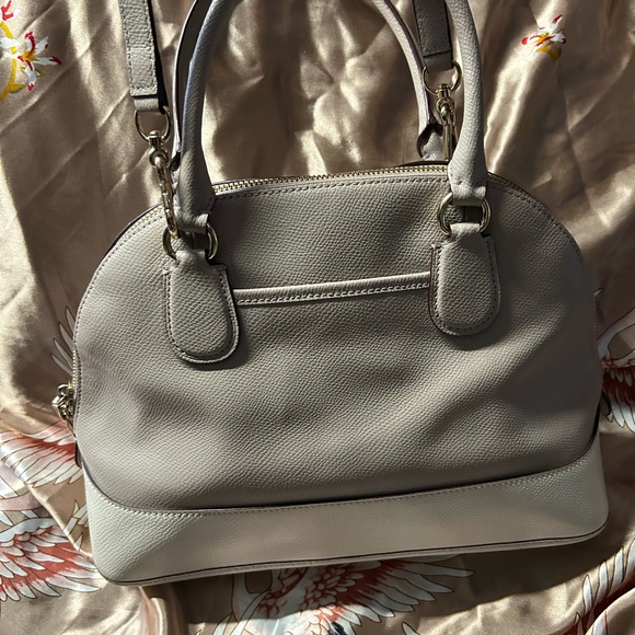 Coach Cora Domed Satchel Purse Leather Tote F34491 Grey Birch Chalk Bicolor - Picture 4 of 10